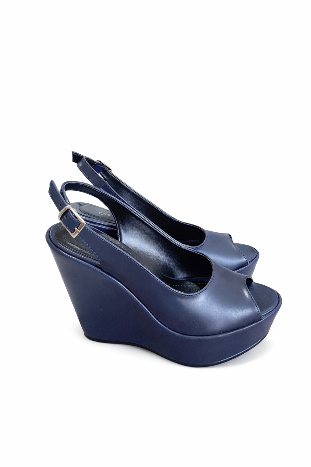 Perla;Lacivert Mat Deri ,12 cm Dolgu Topuklu Ayakkabı 