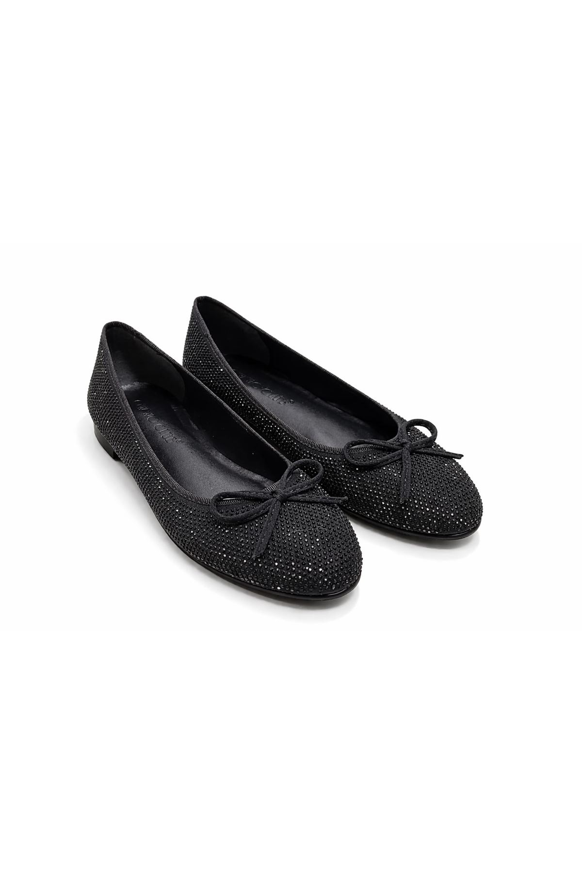 Romina; Siyah, Parlak Taşlı,Babet Ayakkabı