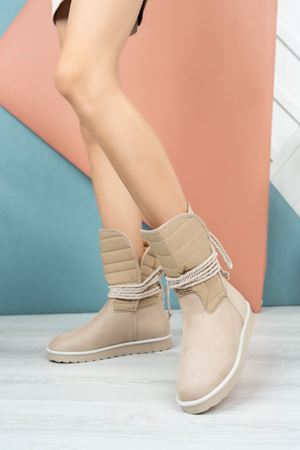 Daphe ; Krem,Paraşüt Kumaşlı Kadın Bot