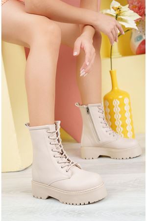 Gloria; Ten Cilt,Fermuarlı Yüksek Tabanlı Kadın Bot