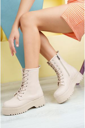 Gloria; Ten Cilt,Fermuarlı Yüksek Tabanlı Kadın Bot