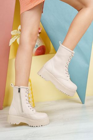 Gloria; Ten Cilt,Fermuarlı Yüksek Tabanlı Kadın Bot