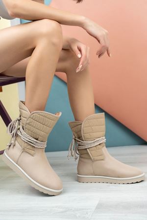 Daphe ; Krem,Paraşüt Kumaşlı Kadın Bot