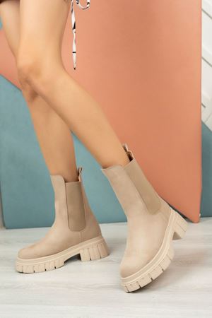 Emery; Ten Süet,Lastikli Kalın Tabanlı Kadın Bot