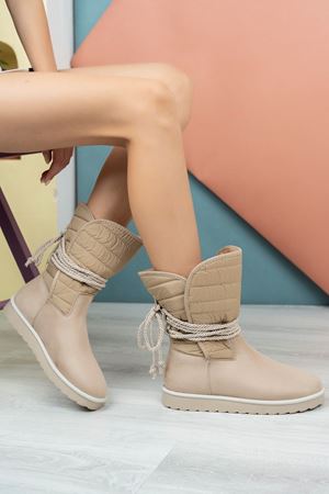 Daphe ; Krem,Paraşüt Kumaşlı Kadın Bot