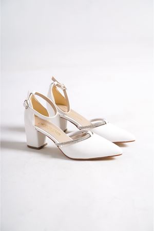 Roxana;Kadın,Beyaz,Taş Detaylı,Klasik Topuklu Ayakkabı