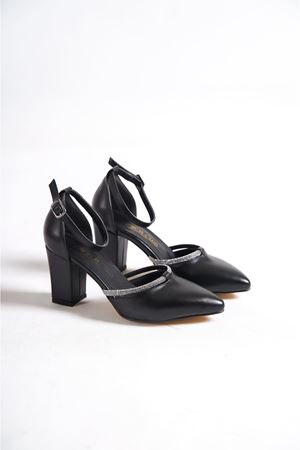 Roxana;Siyah,Taş Detaylı,Klasik Topuklu Ayakkabı