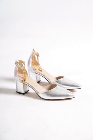 Aria;Gümüş, Bilekten Zincirli, Klasik Topuklu Ayakkabı