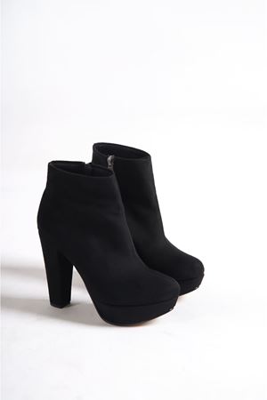 Simone;Siyah Süet,Platformlu,Yüksek Topuklu Bot