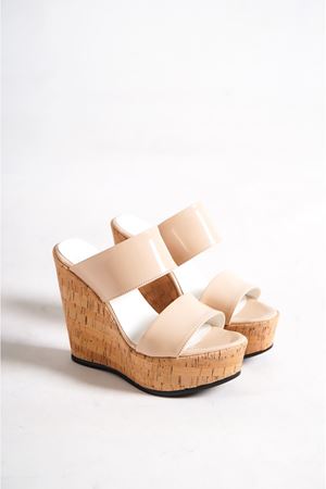 Victory; Krem-Nude,12 cm Mantar Dolgu Topuklu Kadın Terlik