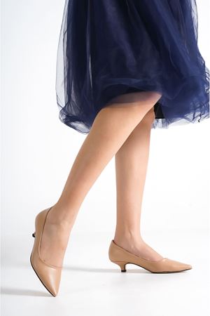 Jermin,Krem Nude, Klasik Kısa Topuklu Ayakkabı