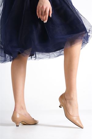 Jermin,Krem Nude, Klasik Kısa Topuklu Ayakkabı