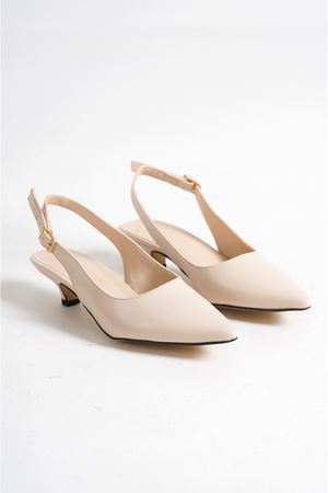 Aspen,Bej, Arkası Açık,Klasik Kısa Topuklu Ayakkabı