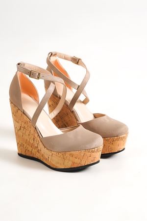 Fallon; Ten Süet Süet ,12 cm Dolgu Topuklu Ayakkabı