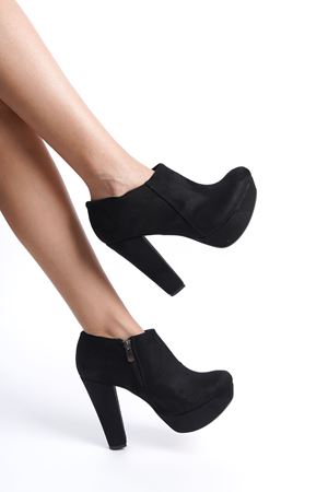 Freya;Siyah Süet,Platformlu,Yüksek Topuklu Ayakkabı