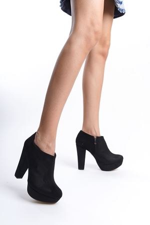 Freya;Siyah Süet,Platformlu,Yüksek Topuklu Ayakkabı