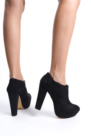 Freya;Siyah Süet,Platformlu,Yüksek Topuklu Ayakkabı