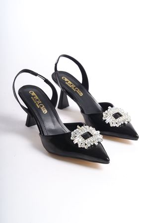 Cindy; Kadın,Siyah,Kararmaz Toka Detaylı Klasik İnce Topuklu Ayakkabı