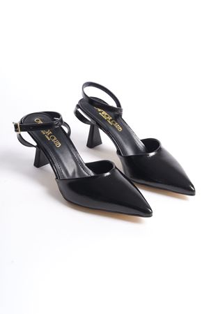 Esta; Kadın,Siyah Rugan, Klasik İnce Topuklu Ayakkabı 