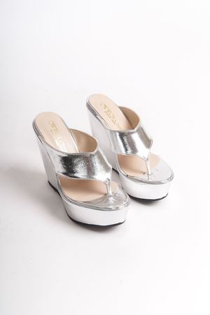 Ophelia; Gümüş ,12 cm Dolgu Topuklu Parmak Arası Terlik