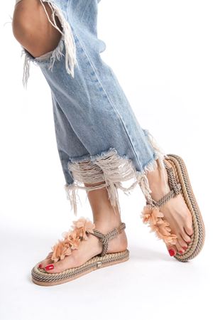 Rose;Vizon,Halat İpli Kaymaz Tabanlı Sandalet 