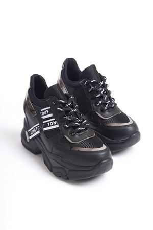 Milena; Siyah, Dolgu Topuklu Sneaker 