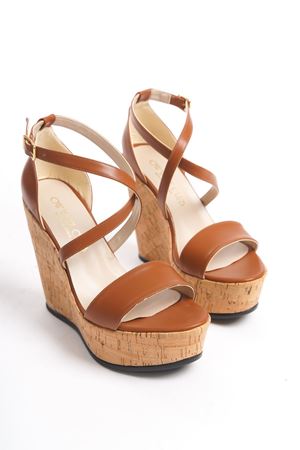 Alessi;Taba Mat Deri ,12 cm Dolgu Topuklu Ayakkabı