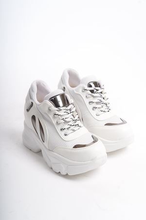 Polly; Beyaz, Dolgu Topuklu Sneaker