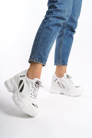 Polly; Beyaz, Dolgu Topuklu Sneaker