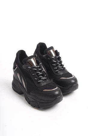 Polly; Siyah, Dolgu Topuklu Sneaker