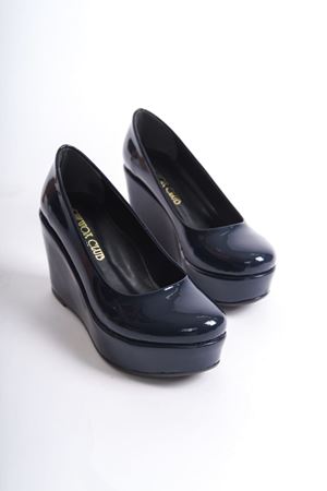 Romano; Lacivert, 9 cm Dolgu Topuklu Ayakkabı (DAR KALIPTIR ÜRÜN AÇIKLAMASINI OKUYUNUZ)