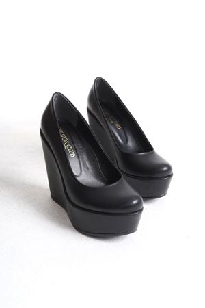 Orion; Siyah Mat Deri,12 cm Dolgu Topuklu Ayakkabı  
