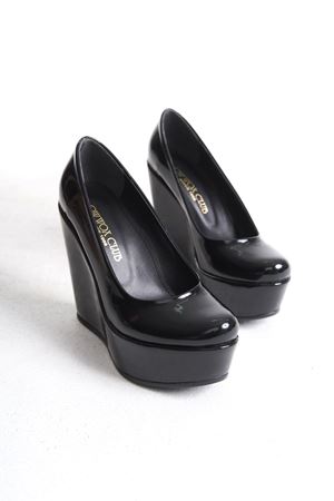 Orion; Siyah Rugan,12 cm Dolgu Topuklu Ayakkabı 
