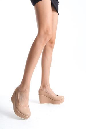 Romano; Nude, 9 cm Dolgu Topuklu Ayakkabı (DAR KALIPTIR ÜRÜN AÇIKLAMASINI OKUYUNUZ)