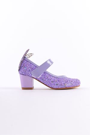 Butterfly; Mor, Kelebek Aksesuarlı Topuklu Çocuk Ayakkabısı