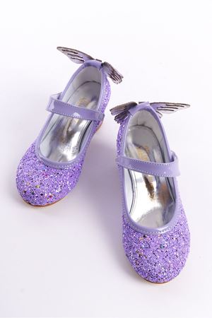 Butterfly; Mor, Kelebek Aksesuarlı Topuklu Çocuk Ayakkabısı