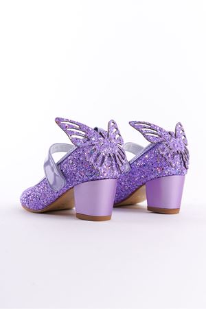 Butterfly; Mor, Kelebek Aksesuarlı Topuklu Çocuk Ayakkabısı
