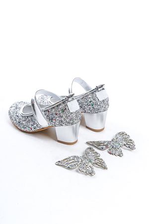 Butterfly;Gümüş,Kelebek Aksesuarlı Klasik Topuklu Çocuk Ayakkabısı