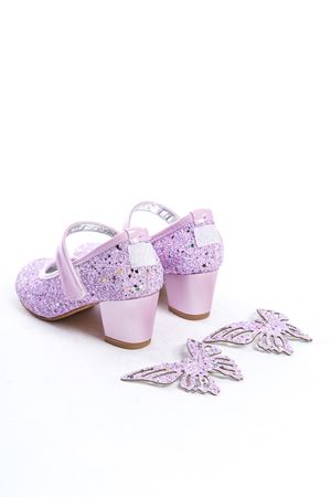 Butterfly; Lila,Kelebek Aksesuarlı 4 cm Klasik Topuklu Çocuk Ayakkabısı