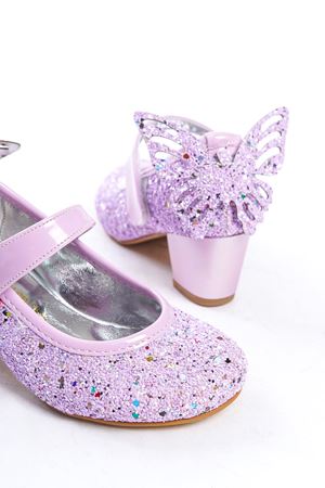 Butterfly; Lila,Kelebek Aksesuarlı 4 cm Klasik Topuklu Çocuk Ayakkabısı