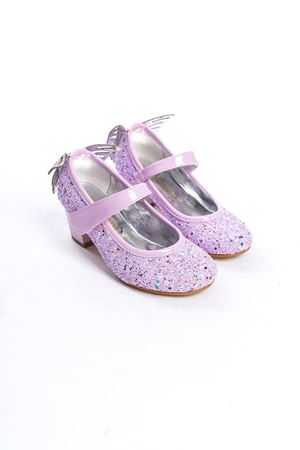 Butterfly; Lila,Kelebek Aksesuarlı 4 cm Klasik Topuklu Çocuk Ayakkabısı