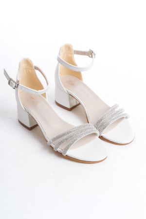 Owwox Kids; Kız Çocuk,Sedef,3 Biyeli Kararmaz Taş Detaylı  Ayakkabı