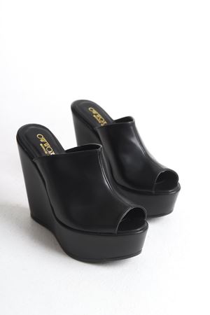 Armine;Siyah,12 cm Mantar Dolgu Topuklu Kadın Terlik(KALIP İÇİN LÜTFEN AÇIKLAMAYI OKUYUNUZ)