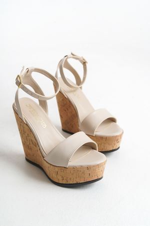 June; Ten Mat Deri ,12 cm Dolgu Topuklu Ayakkabı