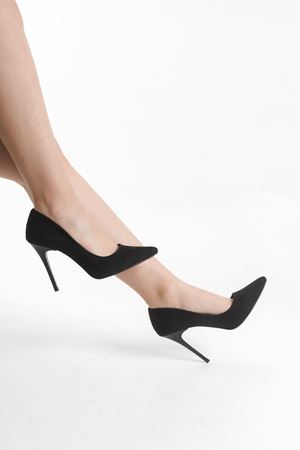 IVY; Kadın,Siyah Süet,Kırmızı Tabanlı 11 cm İnce Topuklu Stiletto