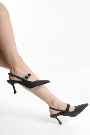 Jeni; Kadın,Siyah , Taşlı Tokalı 9 cm İnce Topuklu Abiye Ayakkabı 