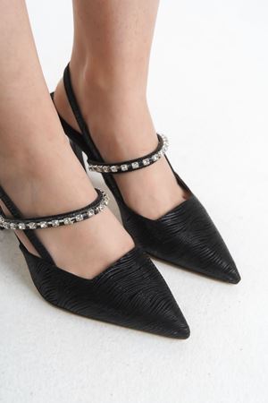 Moja; Kadın,Siyah , Taşlı Biyeli9 cm İnce Topuklu Abiye Ayakkabı  