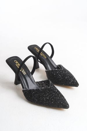 Penny; Kadın,Siyah , Taş Detaylı 9 cm İnce Topuklu Abiye Ayakkabı 