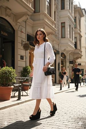 Perla;Siyah Süet ,12 cm Dolgu Topuklu Ayakkabı 