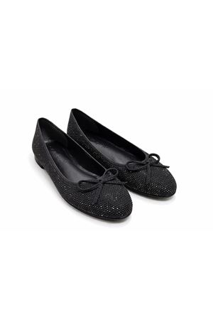 Romina; Siyah, Parlak Taşlı,Babet Ayakkabı